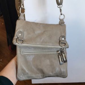 Italian leather gray crossbody bag